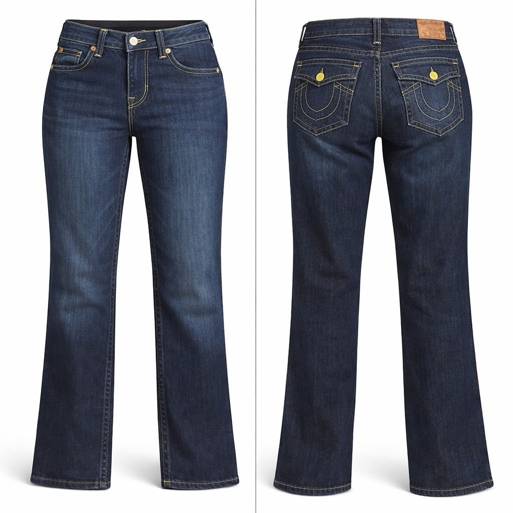 True Religion Jeans Men 29 Ricky STRAIGHT Big T Flap STY WC92076E4 DARK WASH